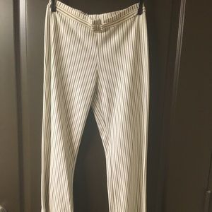 PIN STRIP STRETCH PANTS WITH METAL DETAIL